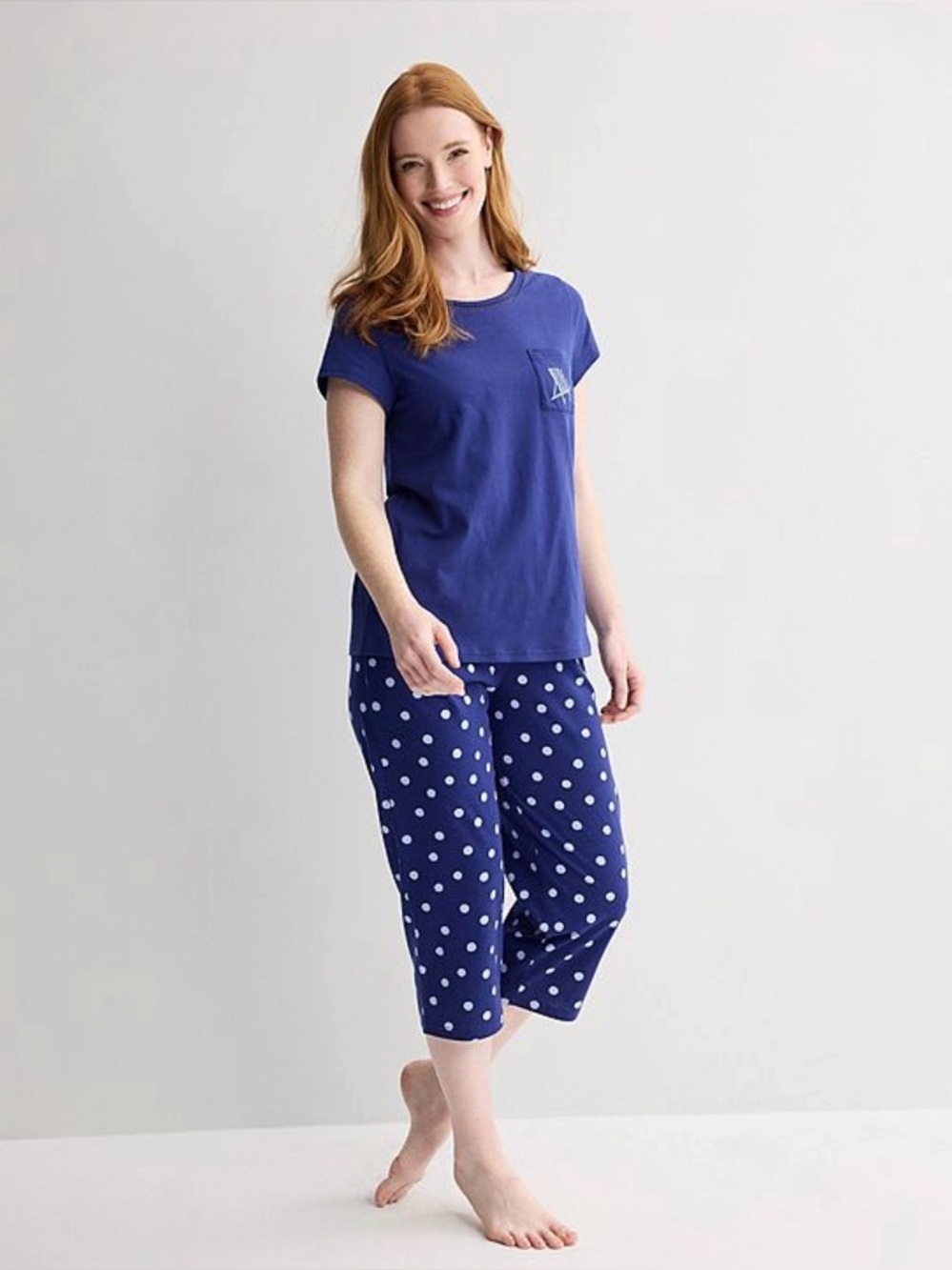 Women’s Capri Pajama Set 2 Piece Set Dark Blue